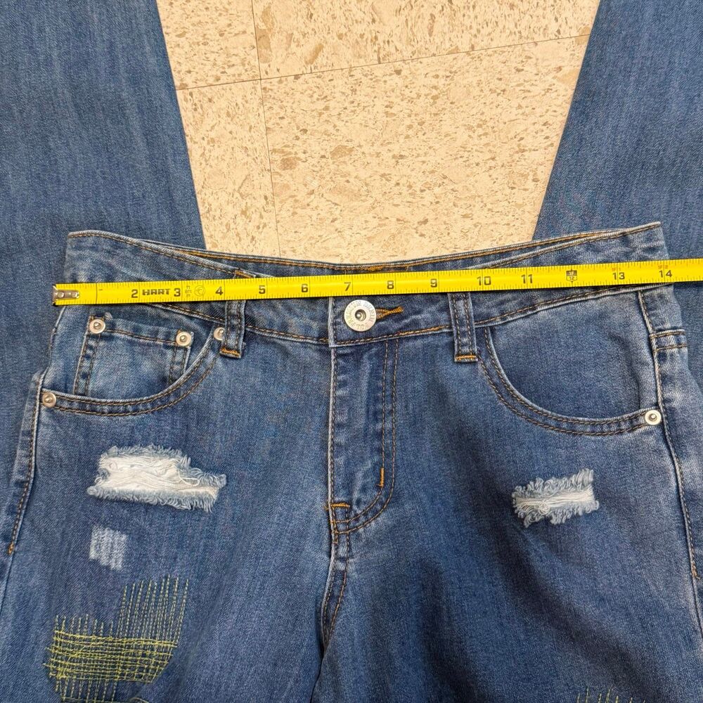 Pol Boho Patchwork Jeans Size Small Distressed St… - image 5